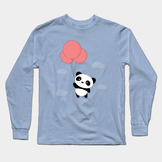 Kawaii Cute Balloon Panda T-Shirt Long Sleeve T-Shirt by happinessinatee